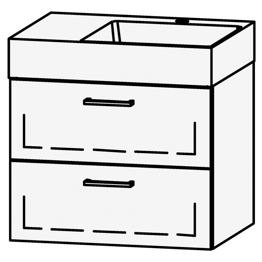 Élément inférieur 
Vanity Smart 2.0 / 60
59.6 x 50 x 46.8 cm
élément avec 2 tiroirs
extrait complet avec Blumotion
sans cache-siphon
lavabo à droite
pour lavabo 105959