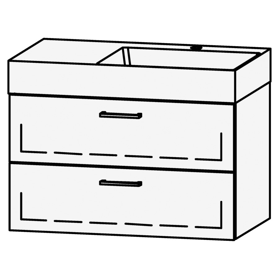 Élément inférieur 
Vanity Smart 2.0 / 80
79.6 x 50 x 46.8 cm
élément avec 2 tiroirs
extrait complet avec Blumotion
sans cache-siphon
lavabo à droite
pour lavabo 105962