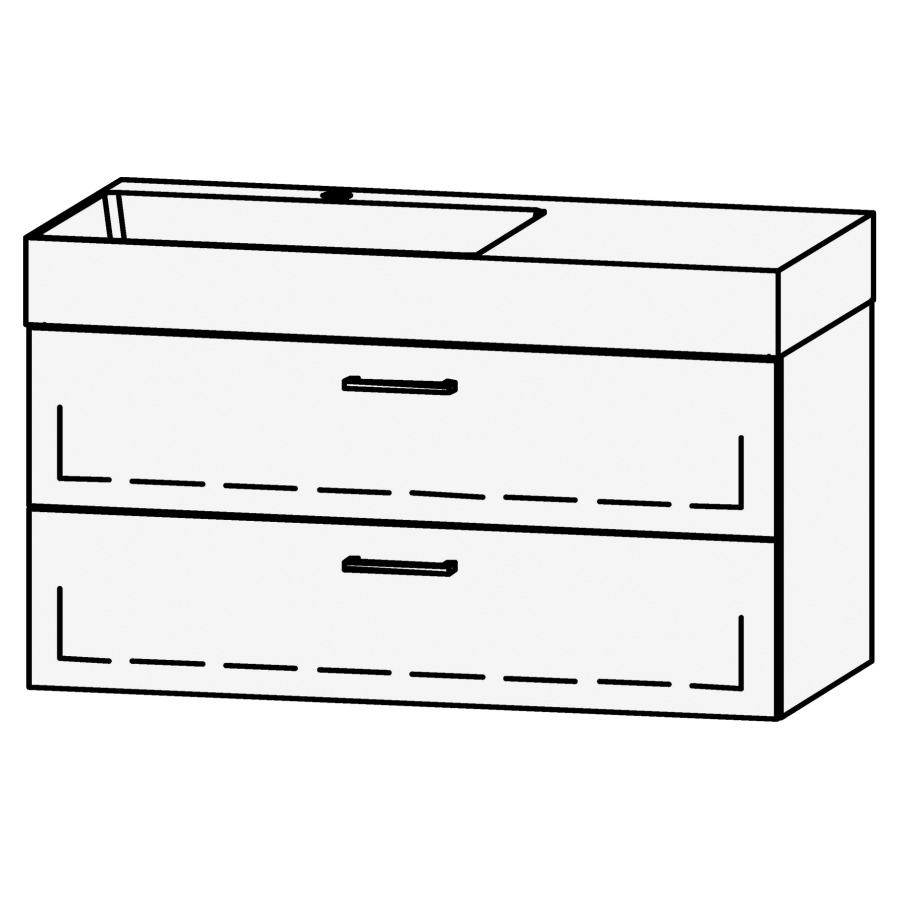 Élément inférieur 
Vanity Smart 2.0 / 100
99.6 x 50 x 46.8 cm
élément avec 2 tiroirs
extrait complet avec Blumotion
sans cache-siphon
lavabo à gauche
pour lavabo 105964