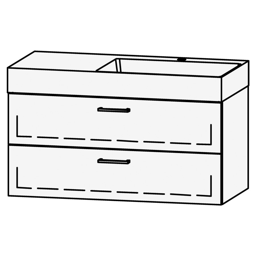 Élément inférieur 
Vanity Smart 2.0 / 100
99.6 x 50 x 46.8 cm
élément avec 2 tiroirs
extrait complet avec Blumotion
sans cache-siphon
lavabo à droite
pour lavabo 105965