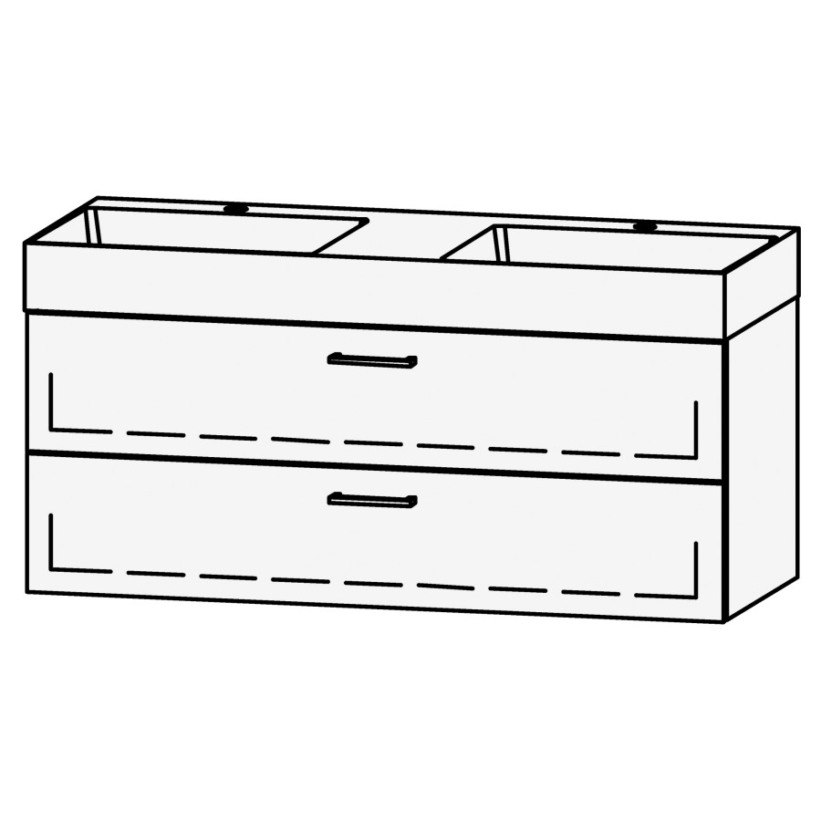 Élément inférieur 
Vanity Smart 2.0 / 120
119.6 x 50 x 46.8 cm
élément avec 2 tiroirs
extrait complet avec Blumotion
sans caches-siphon
pour lavabo 105968