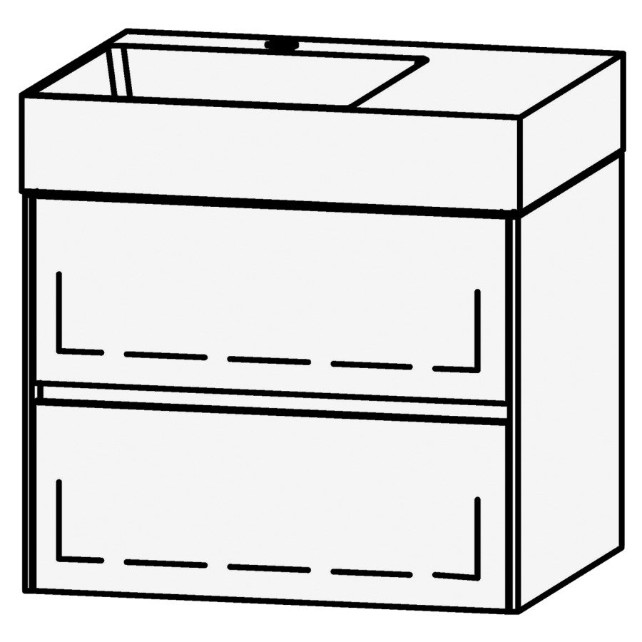 Élément inférieur 
Vanity Smart 2.0 Viiva Line 60
59.6 x 50 x 46.8 cm
élément avec 2 tiroirs
extrait complet avec Blumotion
sans cache-siphon
lavabo à gauche
pour lavabo 105960