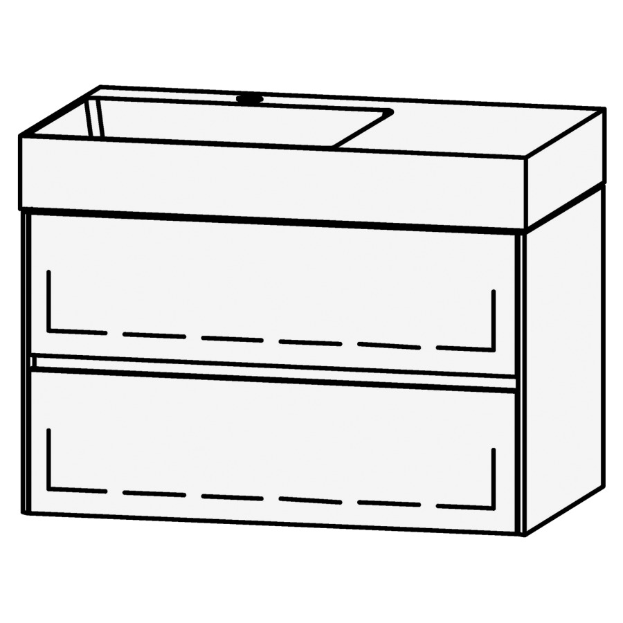 Élément inférieur 
Vanity Smart 2.0 Viiva Line 80
79.6 x 50 x 46.8 cm
élément avec 2 tiroirs
extrait complet avec Blumotion
sans cache-siphon
lavabo à gauche
pour lavabo 105963