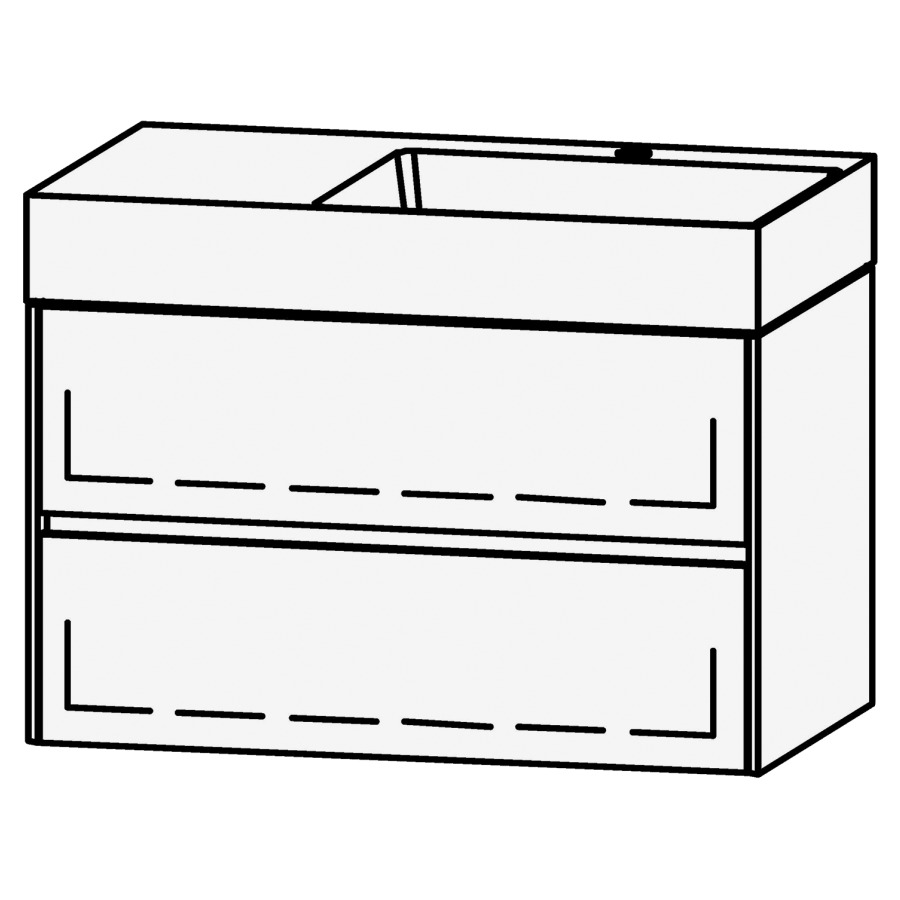 Élément inférieur 
Vanity Smart 2.0 Viiva Line 80
79.6 x 50 x 46.8 cm
élément avec 2 tiroirs
extrait complet avec Blumotion
sans cache-siphon
lavabo à droite
pour lavabo 105962