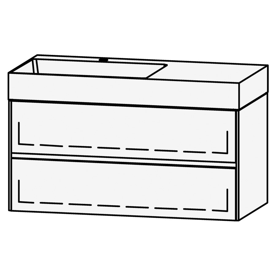 Élément inférieur 
Vanity Smart 2.0 Viiva Line 100
99.6 x 50 x 46.8 cm
élément avec 2 tiroirs
extrait complet avec Blumotion
sans cache-siphon
lavabo à gauche
pour lavabo 105966
