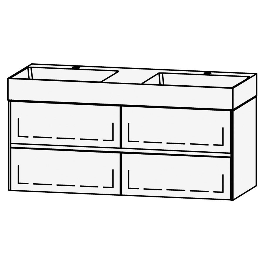 Élément inférieur 
Vanity Smart 2.0 Viiva Line 120
119.6 x 50 x 46.8 cm
2 éléments avec 2 tiroirs
extrait complet avec Blumotion
sans caches-siphon
pour lavabo 105968