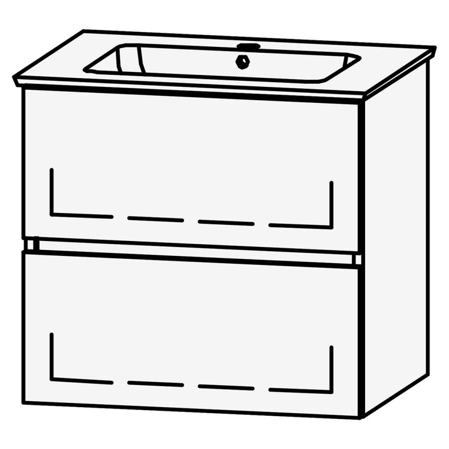 Combinaison de meuble
Procasa Uno Line 62
59.5 x 55 x 44.5 cm
élément avec 2 tiroirs
extrait complet avec Blumotion
1 cache-siphon
lavabo céramique Procasa Uno
incl., avec trop-plein
1 trou pour robinetterie