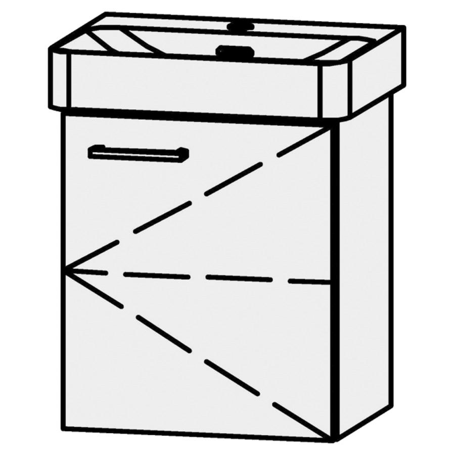 Unterbau Vanity Pro X
41 x 50 x 32 cm
Tablarschrank, 1 Tür
Band rechts, mit Blumotion
1 Tablar, für Handwaschbecken 105501