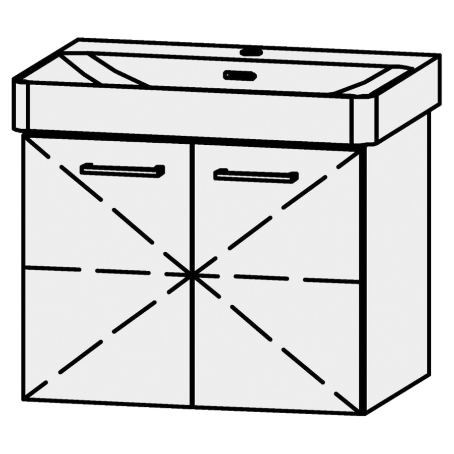 Unterbau Vanity Pro X
61 x 50 x 44 cm
Tablarschrank, 2 Türen
mit Blumotion, 1 Tablar
für Waschtisch 105529