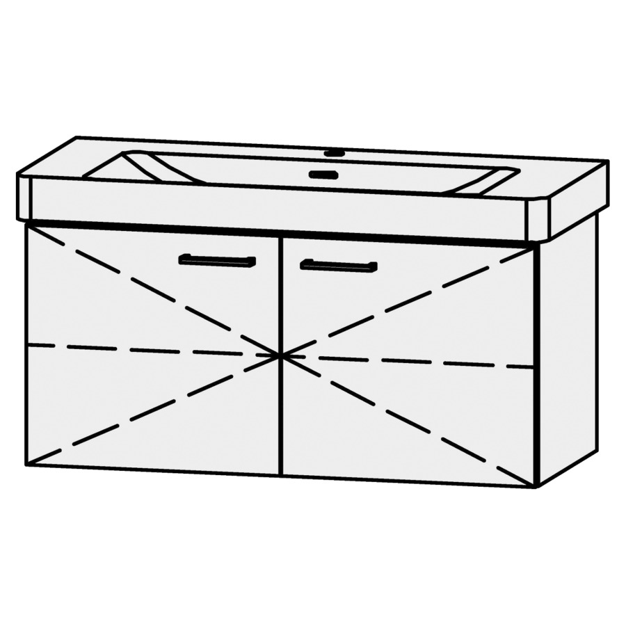 Unterbau Vanity Pro X
101 x 50 x 44 cm
Tablarschrank, 2 Türen
mit Blumotion, 1 Tablar
für Waschtisch 105541