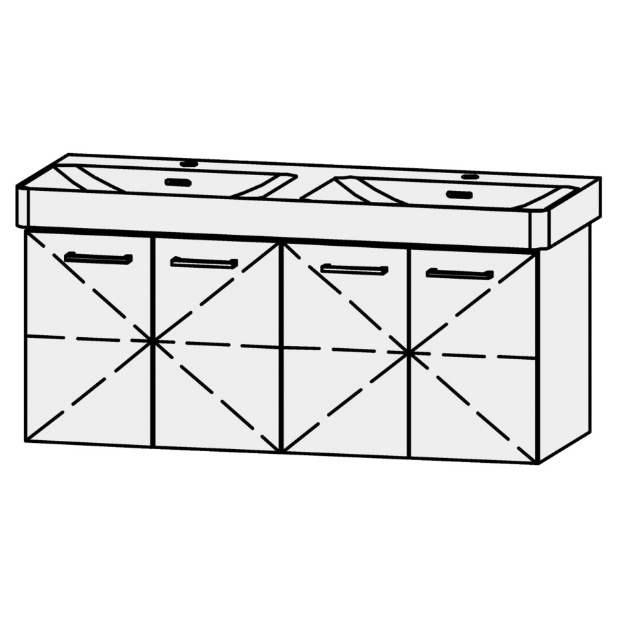Unterbau Vanity Pro X
116 x 50 x 44 cm
2 Tablarschränke, 2 Türen
mit Blumotion, je 1 Tablar
für Waschtisch 105547