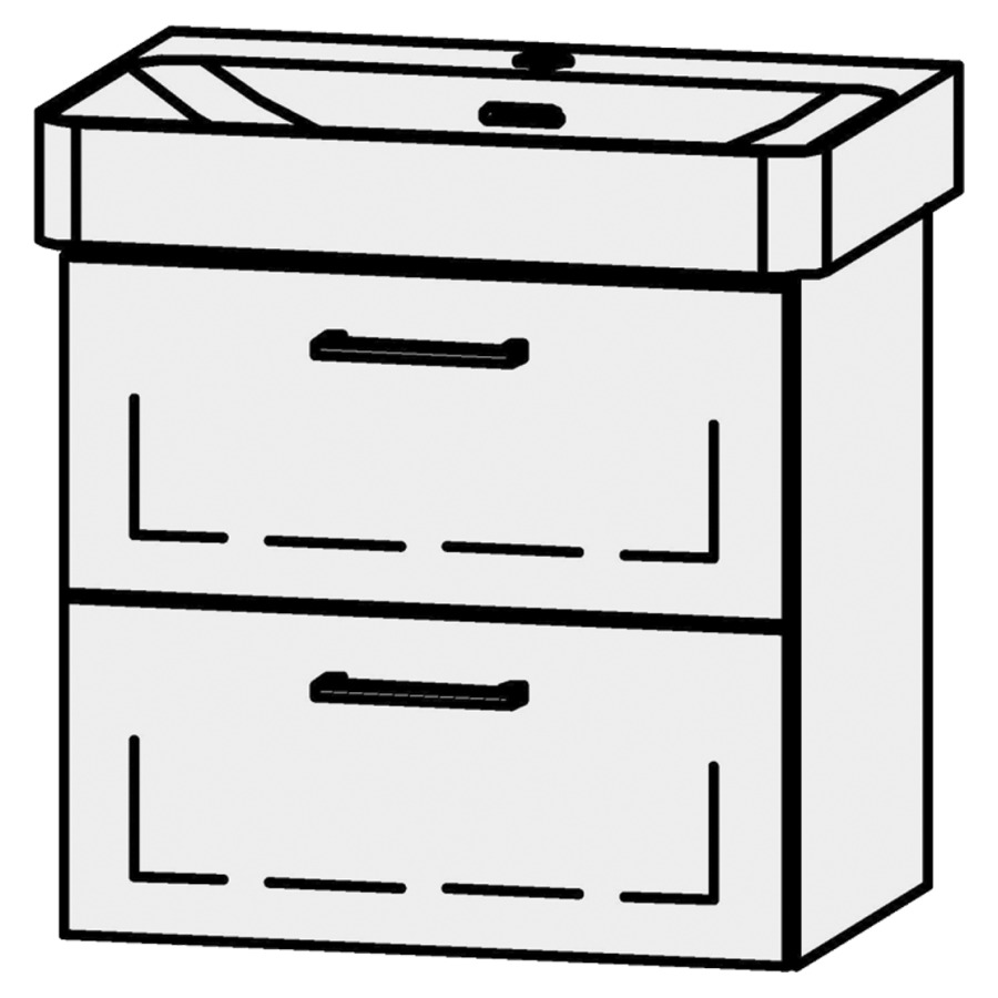 Unterbau Vanity Pro X Compact
51 x 50 x 36 cm
Schubladenelement, 2 Schubladen
mit Blumotion, für Waschtisch 105510
1 Sifonverkleidung