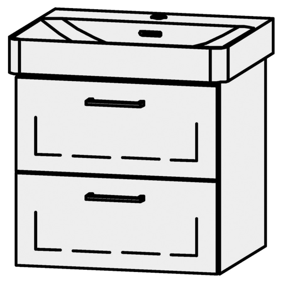 Unterbau Vanity Pro X
51 x 50 x 44 cm
Schubladenelement, 2 Schubladen
mit Blumotion, für Waschtisch 105506
1 Sifonverkleidung