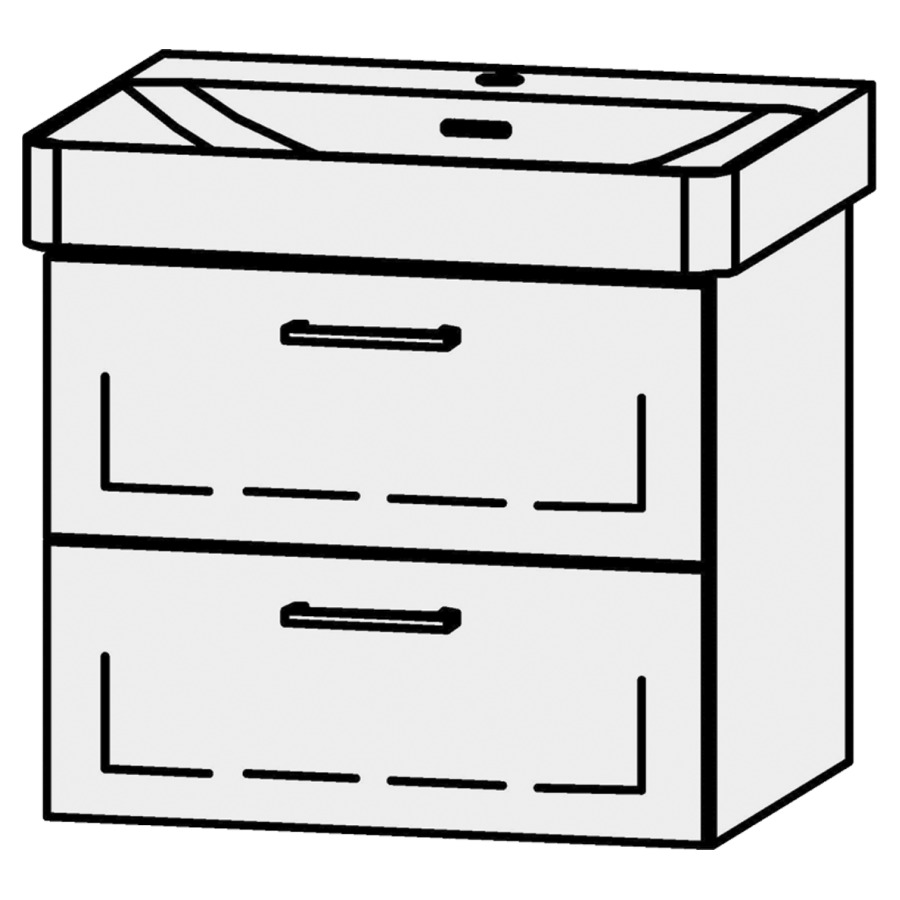 Unterbau Vanity Pro X
56 x 50 x 44 cm
Schubladenelement, 2 Schubladen
mit Blumotion, für Waschtisch 105517
1 Sifonverkleidung