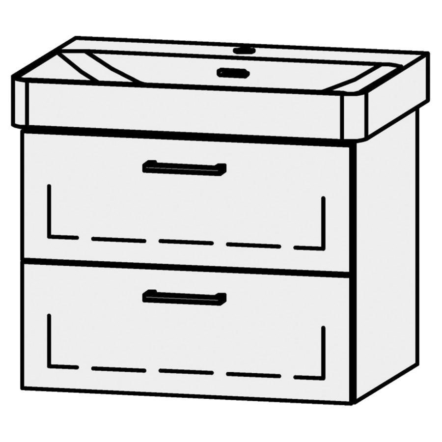 Unterbau Vanity Pro X
61 x 50 x 44 cm
Schubladenelement, 2 Schubladen
mit Blumotion, für Waschtisch 105529
1 Sifonverkleidung