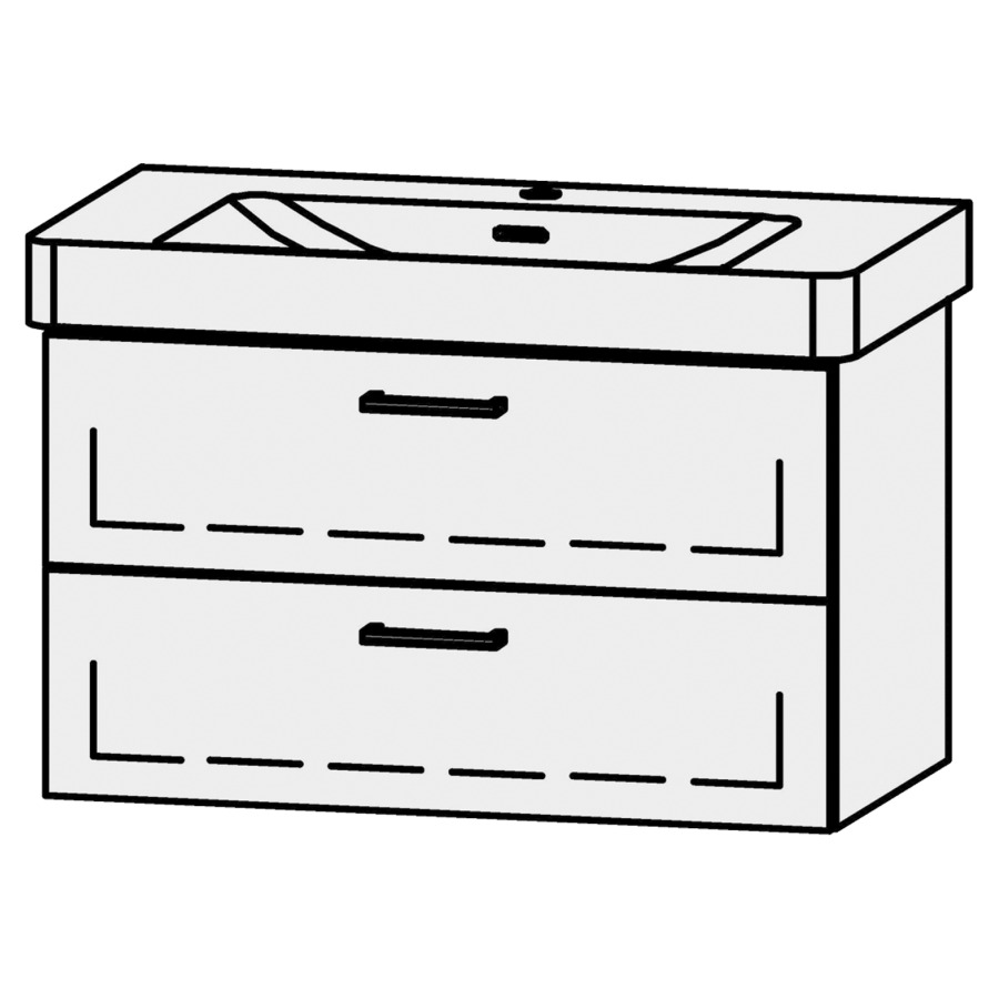 Unterbau Vanity Pro X
81 x 50 x 44 cm
Schubladenelement, 2 Schubladen
mit Blumotion, für Waschtisch 105537
1 Sifonverkleidung