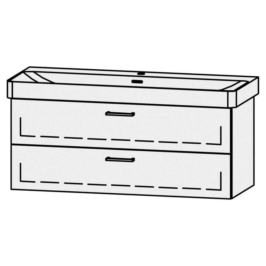 Unterbau Vanity Pro X
116 x 50 x 44 cm
Schubladenelement, 2 Schubladen
mit Blumotion, für Waschtisch 105545
1 Sifonverkleidung