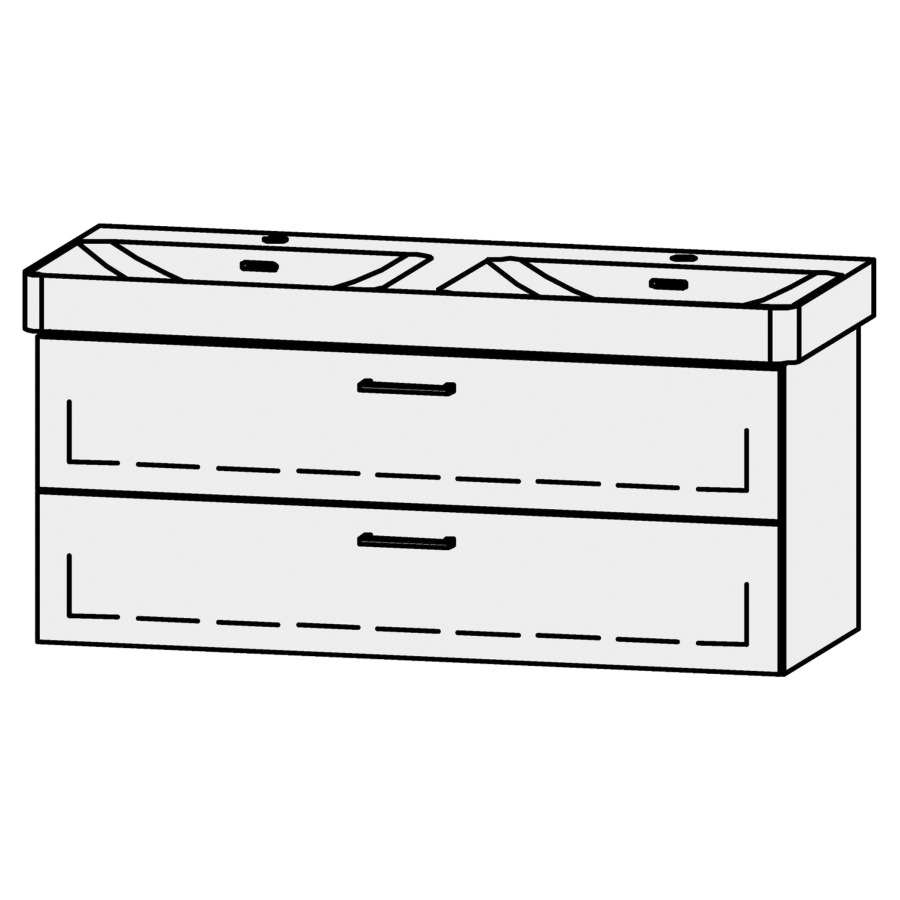 Unterbau Vanity Pro X
116 x 50 x 44 cm
Schubladenelement, 2 Schubladen
mit Blumotion, für Doppelwaschtisch 105547
2 Sifonverkleidungen