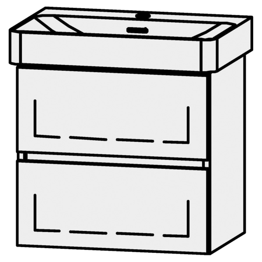 Unterbau Vanity Pro X Line Compact
51 x 50 x 36 cm
Schubladenelement, 2 Schubladen
mit Blumotion, für Waschtisch 105510
1 Sifonverkleidung