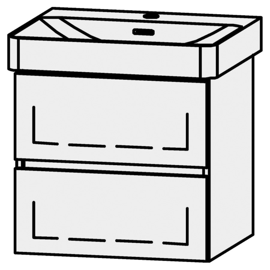 Unterbau Vanity Pro X Line
51 x 50 x 44 cm
Schubladenelement, 2 Schubladen
mit Blumotion, für Waschtisch 105506
1 Sifonverkleidung