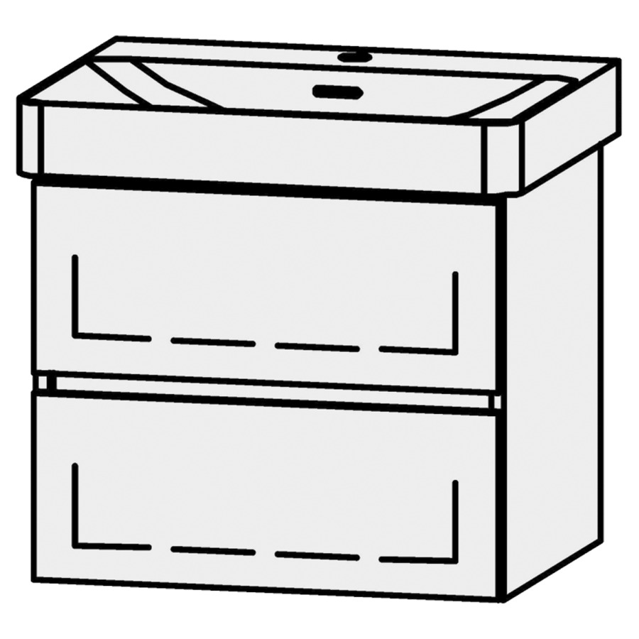 Unterbau Vanity Pro X Line
56 x 50 x 44 cm
Schubladenelement, 2 Schubladen
mit Blumotion, für Waschtisch 105517
1 Sifonverkleidung