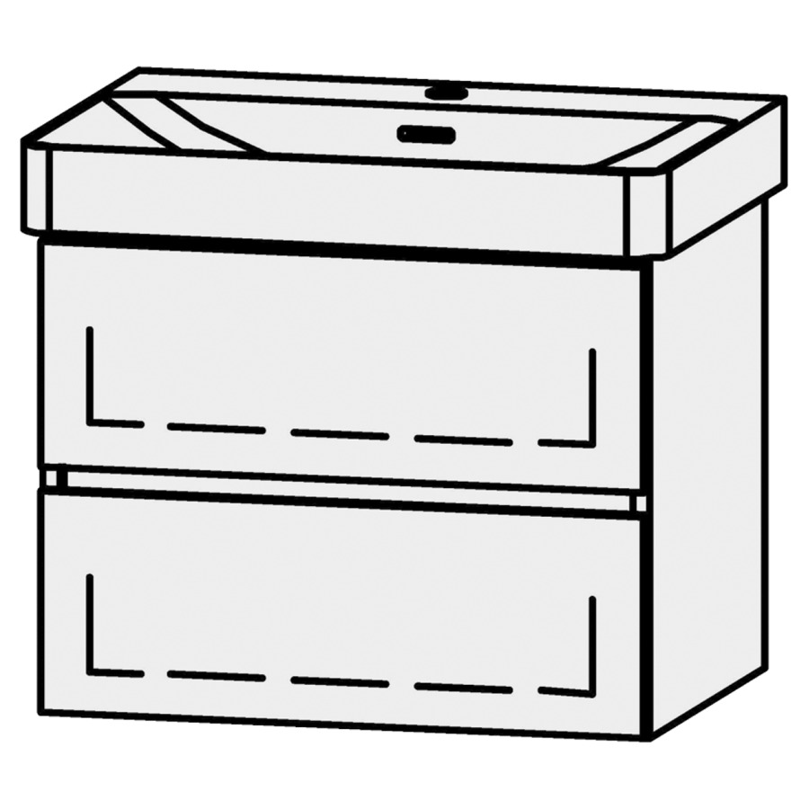 Unterbau Vanity Pro X Line
61 x 50 x 44 cm
Schubladenelement, 2 Schubladen
mit Blumotion, für Waschtisch 105529
1 Sifonverkleidung