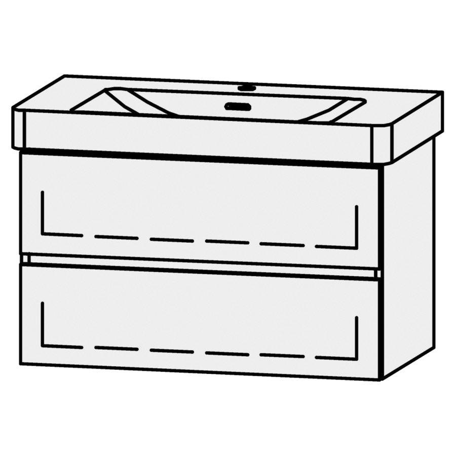 Unterbau Vanity Pro X Line
81 x 50 x 44 cm
Schubladenelement, 2 Schubladen
mit Blumotion, für Waschtisch 105537
1 Sifonverkleidung