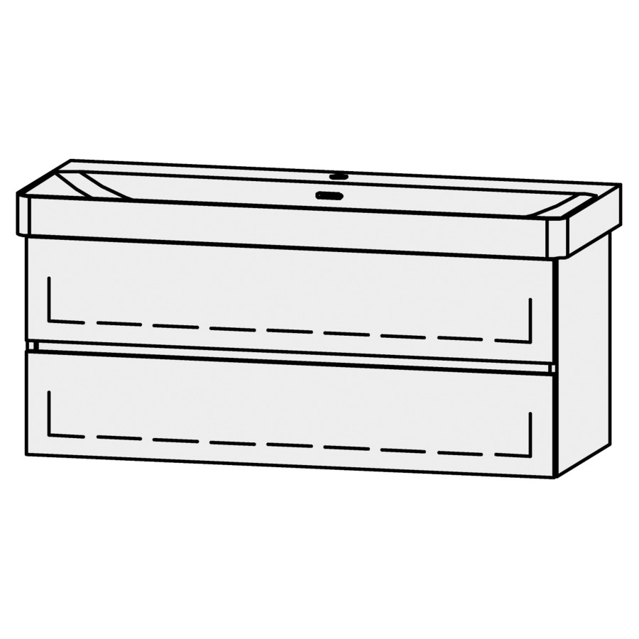 Unterbau Vanity Pro X Line
116 x 50 x 44 cm
Schubladenelement, 2 Schubladen
mit Blumotion, für Waschtisch 105545
1 Sifonverkleidung