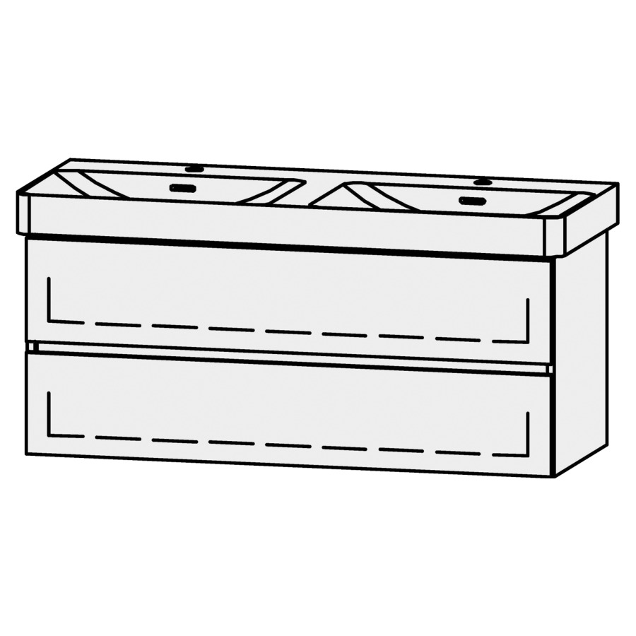 Unterbau Vanity Pro X Line
116 x 50 x 44 cm
Schubladenelement, 2 Schubladen
mit Blumotion, für Doppelwaschtisch 105547
2 Sifonverkleidungen
