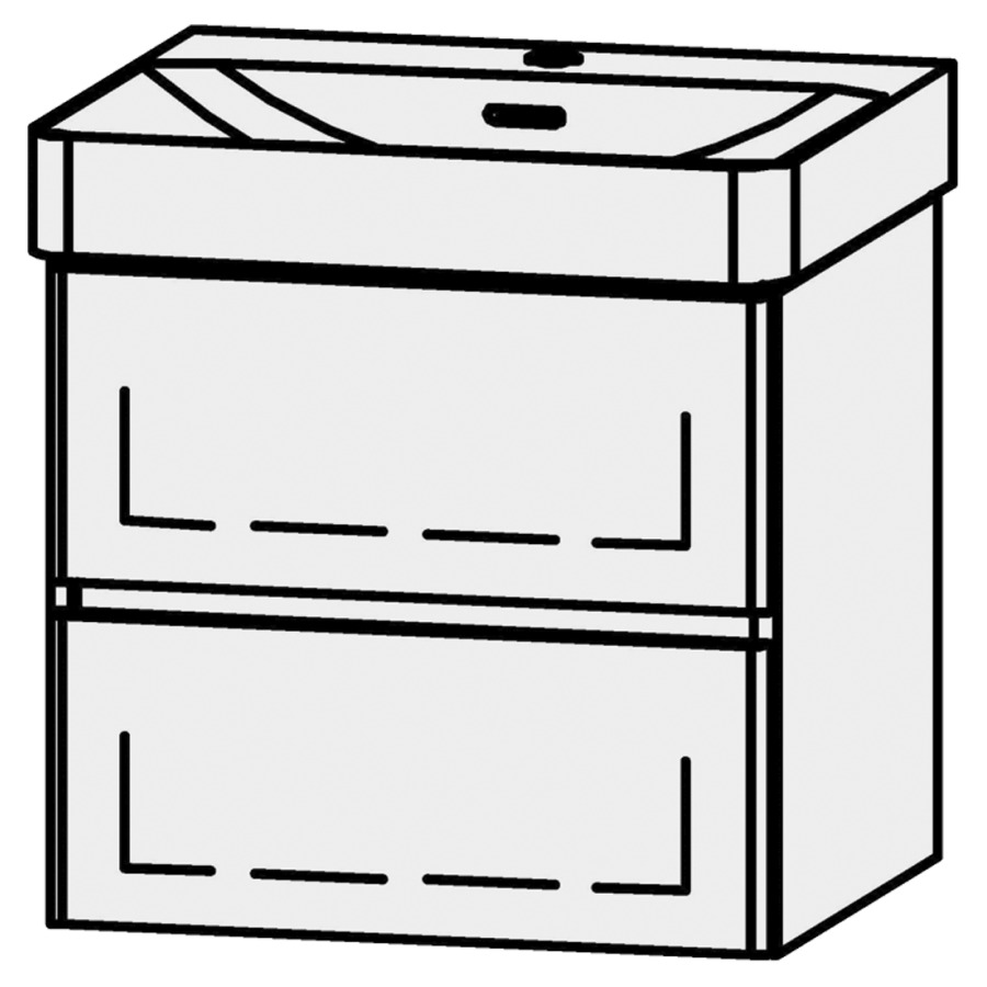 Unterbau Vanity Pro X Line
52.5 x 50 x 45 cm
Schubladenelement, 2 Schubladen
mit Blumotion, Fronten abgerundet
für Waschtisch 105506
1 Sifonverkleidung