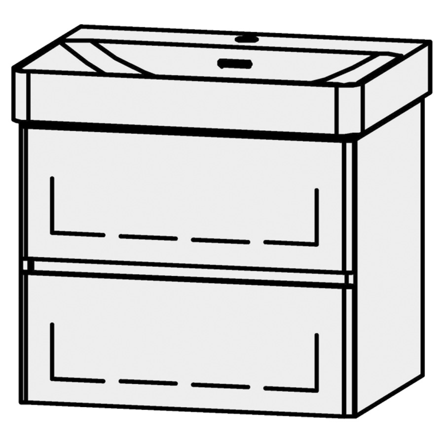 Unterbau Vanity Pro X Line
57.5 x 50 x 45 cm
Schubladenelement, 2 Schubladen
mit Blumotion, Fronten abgerundet
für Waschtisch 105517
1 Sifonverkleidung