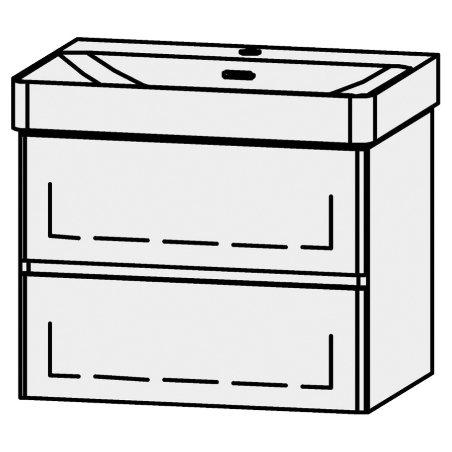 Unterbau Vanity Pro X Line
62.5 x 50 x 45 cm
Schubladenelement, 2 Schubladen
mit Blumotion, Fronten abgerundet
für Waschtisch 105529
1 Sifonverkleidung