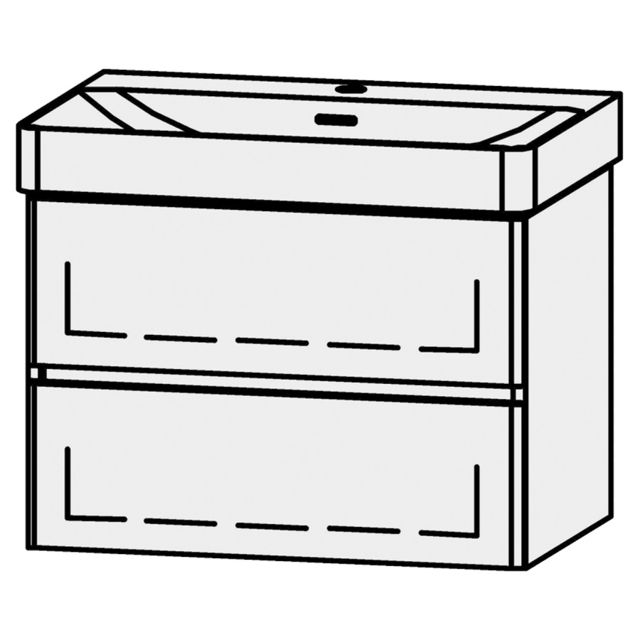 Unterbau Vanity Pro X Line
67.5 x 50 x 45 cm
Schubladenelement, 2 Schubladen
mit Blumotion, Fronten abgerundet
für Waschtisch 105533
1 Sifonverkleidung