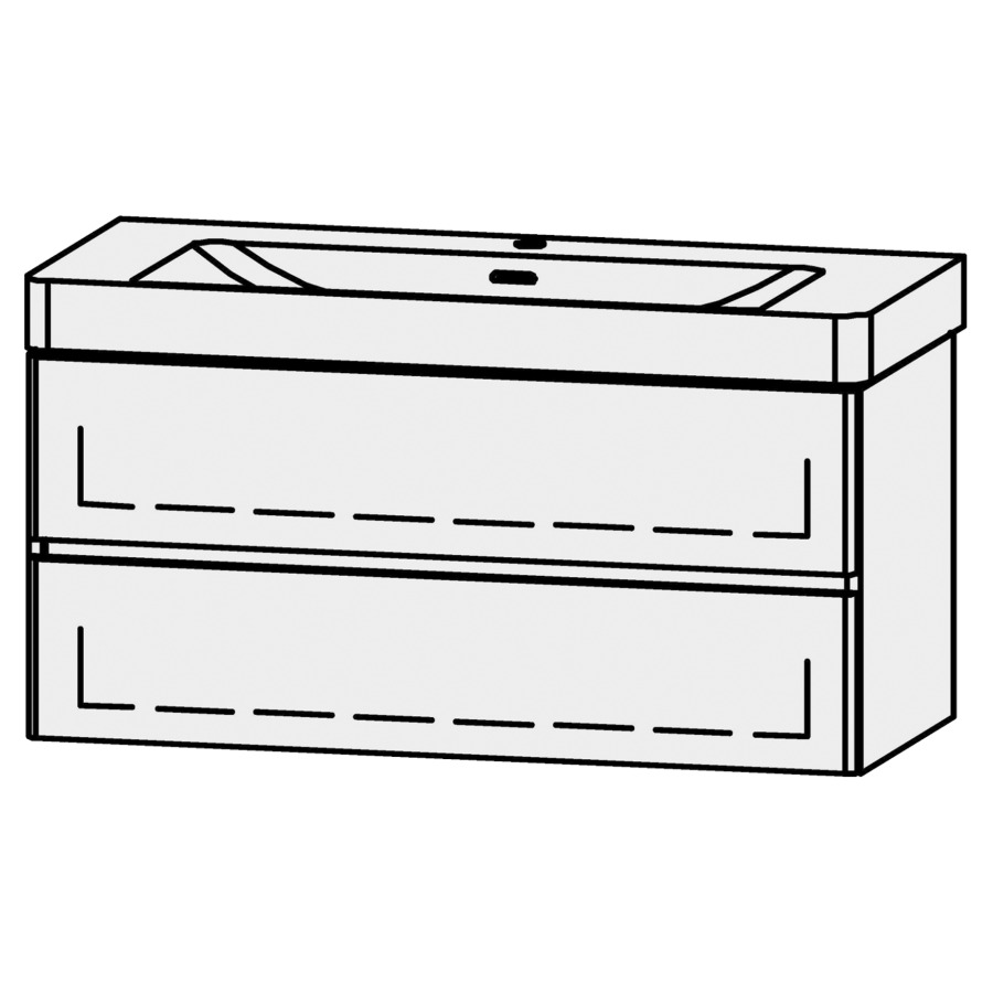 Unterbau Vanity Pro X Line
102.5 x 50 x 44.7 cm
Schubladenelement, 2 Schubladen
mit Blumotion, Fronten abgerundet
für Waschtisch 105541
1 Sifonverkleidung