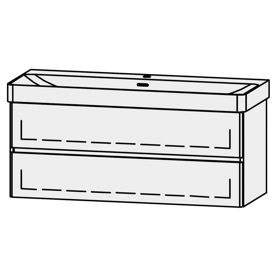 Unterbau Vanity Pro X Line
117.5 x 50 x 44.7 cm
Schubladenelement, 2 Schubladen
mit Blumotion, Fronten abgerundet
für Waschtisch 105545
1 Sifonverkleidung