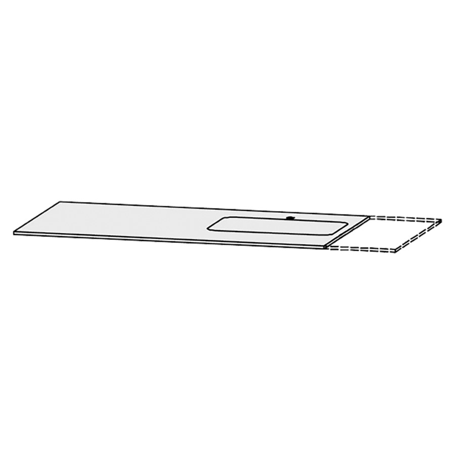 Table de lavabo Vanity Bocco Lavadora 
130-160 x 1.2 x 72.5 cm
pour 1 lavabo à encastrer
sans consoles