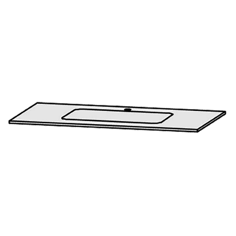 Table de lavabo Vanity Bocco 
100 x 1.2 x 55.5 cm
pour 1 lavabo à encastrer
encastrement par dessous
sans consoles