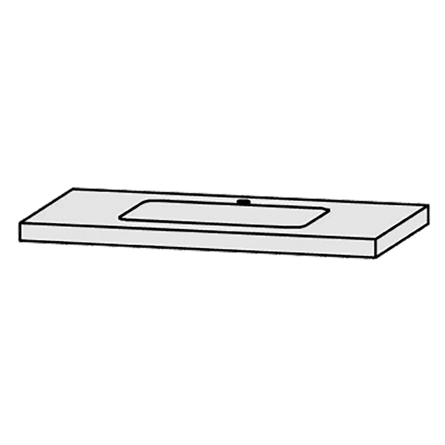 Table de lavabo Vanity Bocco 
100 x 5-10 x 55.5 cm
pour 1 lavabo à encastrer
encastrement par dessous, incl. consoles