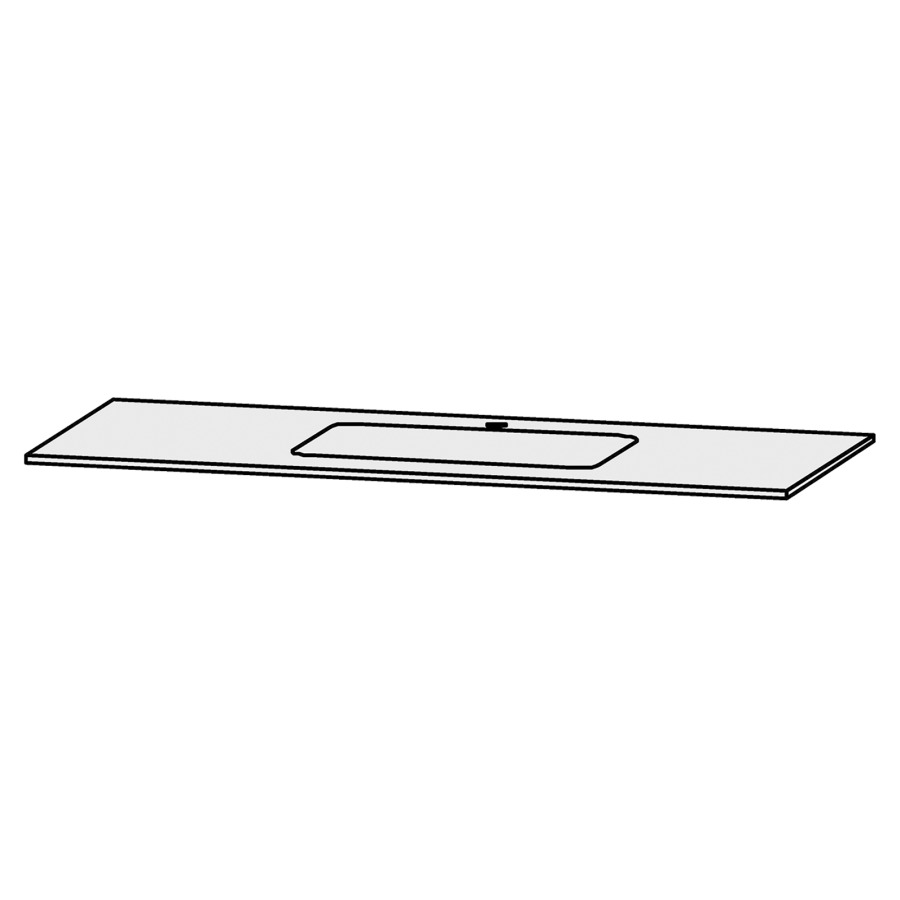 Table de lavabo Vanity Bocco 
130 x 1.2 x 55.5 cm
pour 1 lavabo à encastrer
encastrement par dessous
sans consoles