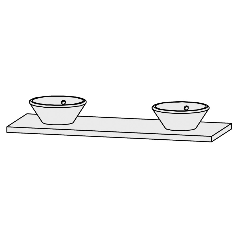 Table de lavabo
Vanity-Bocco
150 x 55,5 x 4 cm
axe de lavabo selon liste
excl. consoles
encastrement par dessus