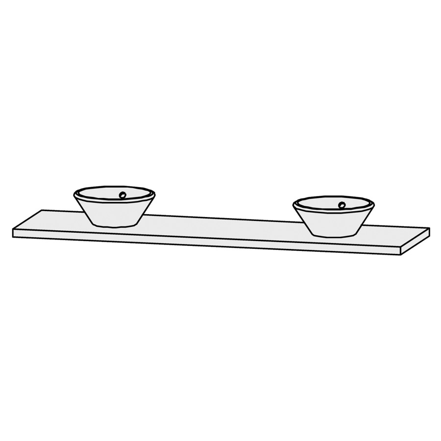 Table de lavabo
Vanity-Bocco
200 x 55,5 x 4 cm
axe de lavabo selon liste
excl. consoles
encastrement par dessus