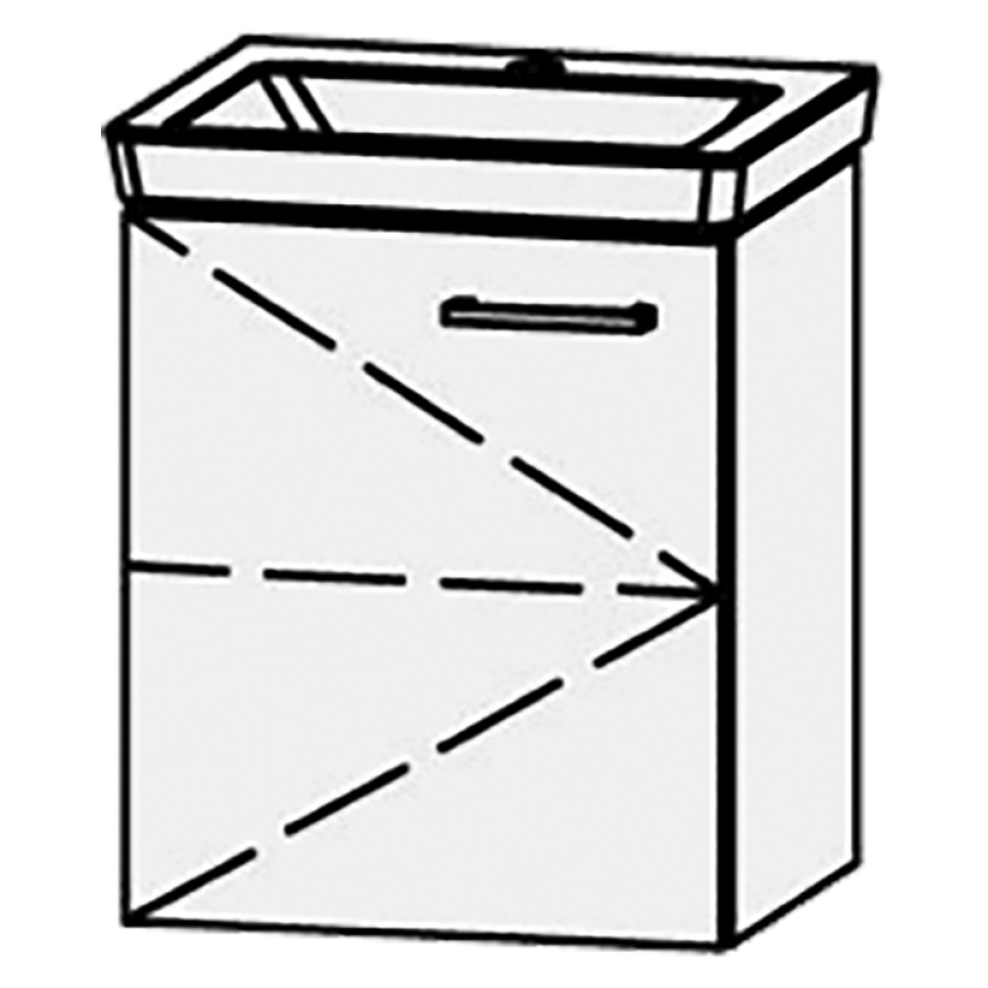 Élément inférieur
Vanity Subway 3.0 / 45
42 x 50 x 35,8 cm
élément avec 1 porte
charnières à gauche
porte avec Blumotion
1 rayon réglable
