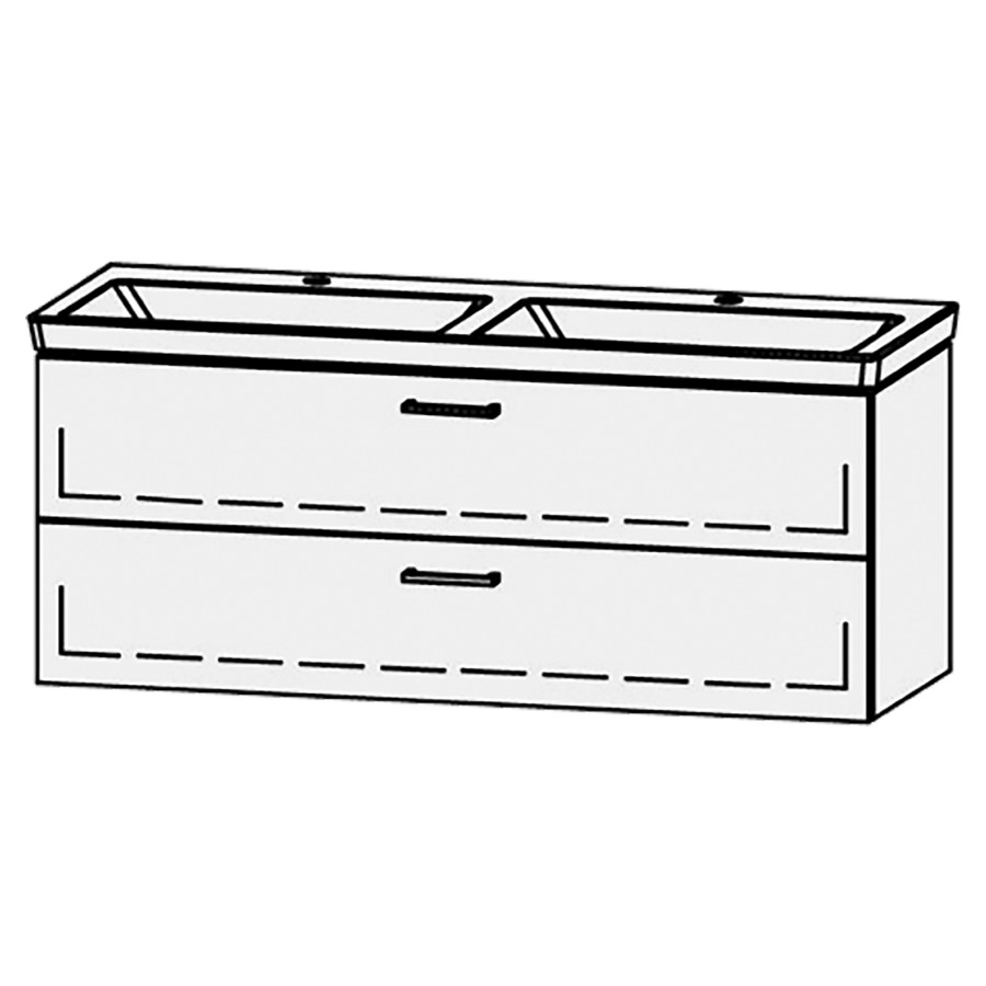 Élément inférieur
Vanity Subway 3.0 / 130
127 x 50 x 45,8 cm
élément avec 2 tiroirs
extrait complet avec Blumotion
2 caches-siphon