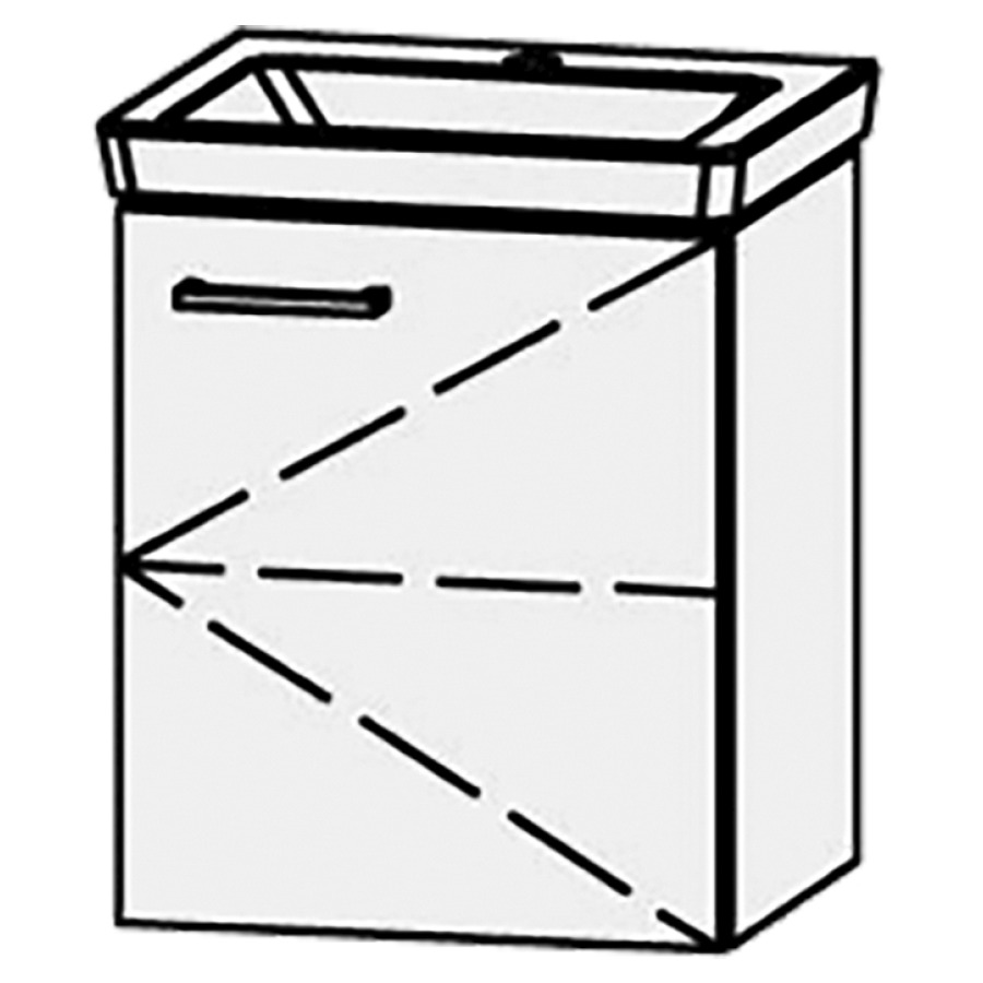 Élément inférieur  Vanity Subway 3.0
42 x 50 x 35.8 cm
armoire de tablette, 1&nbsp;porte
charnière à droite, 1&nbsp;tablette
avec Blumotion
pour lavabo