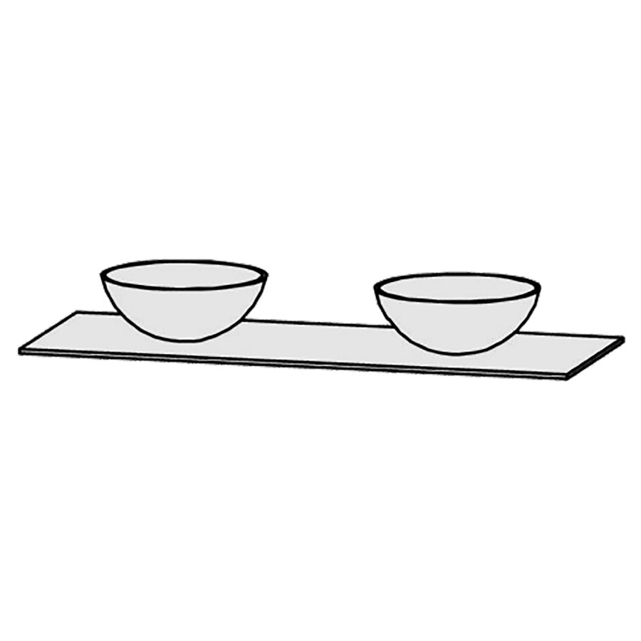 Table de lavabo Vanity Raina 
130 x 1 x 53.2 cm
pour 2 lavabos à poser
sans consoles