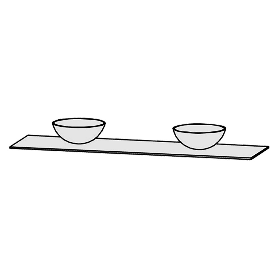 Table de lavabo Vanity Raina 
180 x 1 x 53.2 cm
pour 2 lavabos à poser
sans consoles
