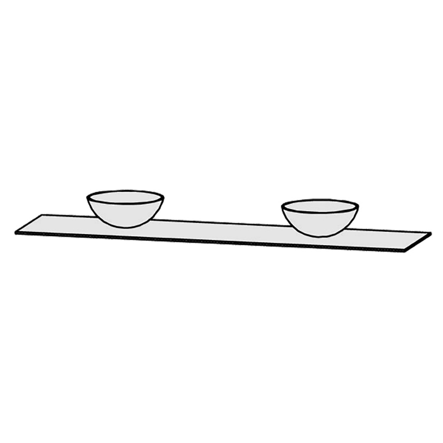 Table de lavabo Vanity Raina 
200 x 1 x 53.2 cm
pour 2 lavabos à poser
sans consoles