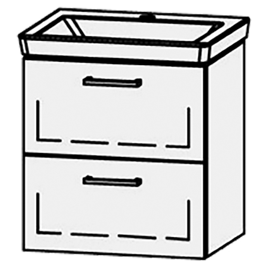 Élément inférieur  Vanity Subway 3.0
47 x 50 x 38.8 cm
élément de tiroir, 2&nbsp;tiroirs
avec Blumotion
1 cache-siphon
pour lavabo