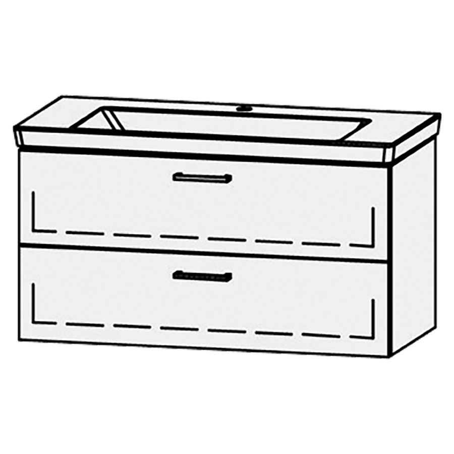 Élément inférieur  Vanity Subway 3.0
97 x 50 x 45.8 cm
élément de tiroir, 2&nbsp;tiroirs
avec Blumotion
1 cache-siphon
pour lavabo