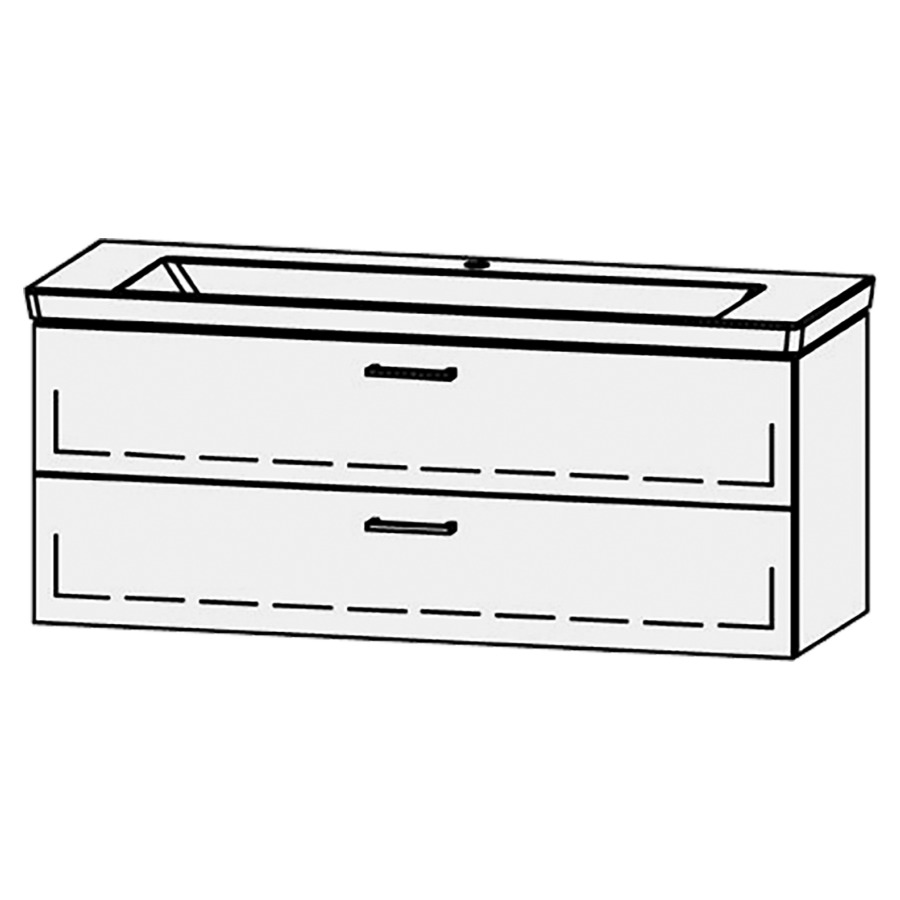 Élément inférieur  Vanity Subway 3.0
127 x 50 x 45.8 cm
élément de tiroir, 2&nbsp;tiroirs
avec Blumotion
1 cache-siphon
pour lavabo
